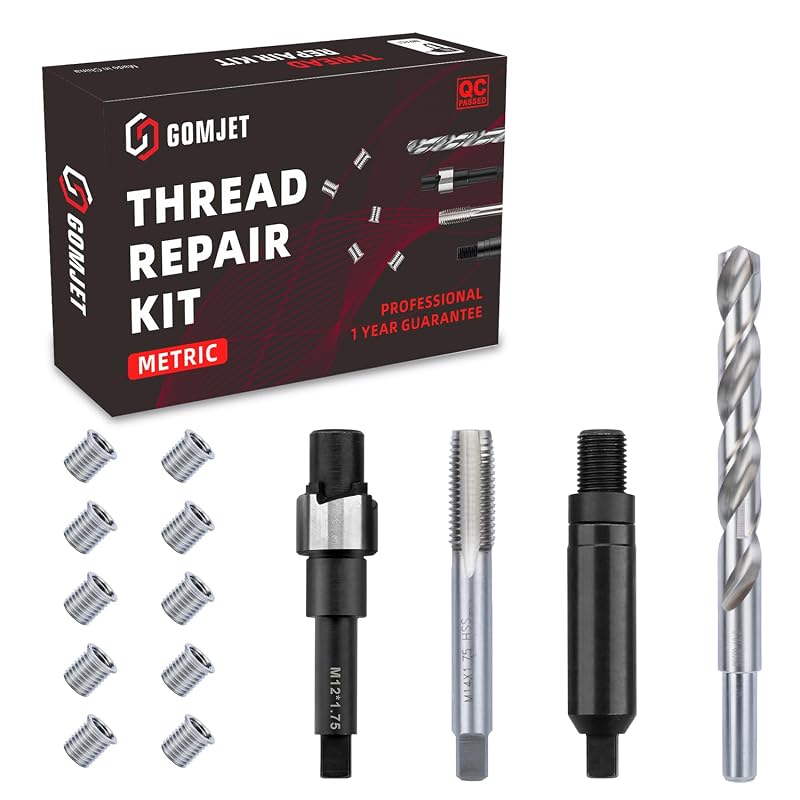 gomjet Kit de reparo de rosca métrica M12X1.75 com inserto de aço inoxidável 304 M12X1.75X16.2MM, 10 peças