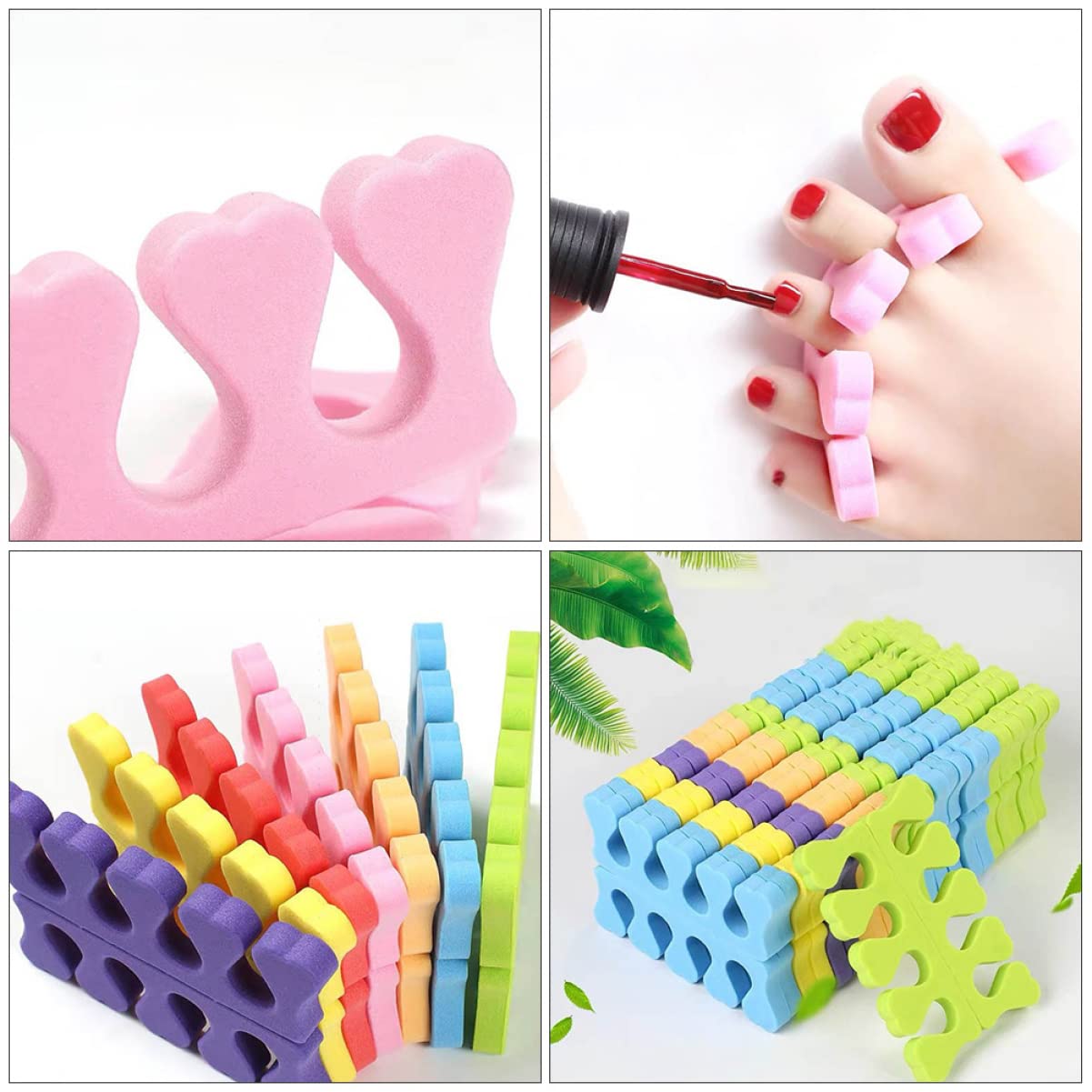 FOMIYES 100 pares de separadores desechables de dedos suaves de silicona espaciadores de dedos de espuma para los dedos de los pies separadores suaves