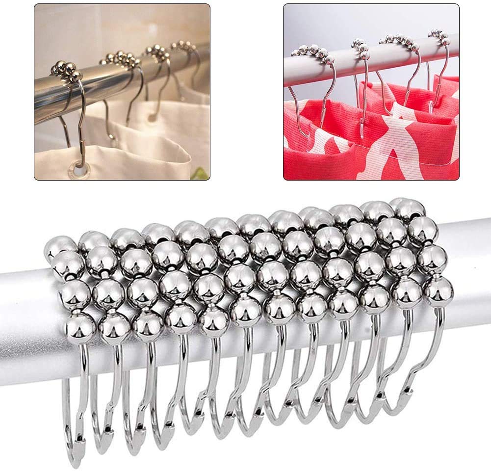 Anelli Tenda Doccia Acciaio Inox - 12 Pezzi Con Ganci, Sistema Scorrevole, 69x39mm - Foto 4