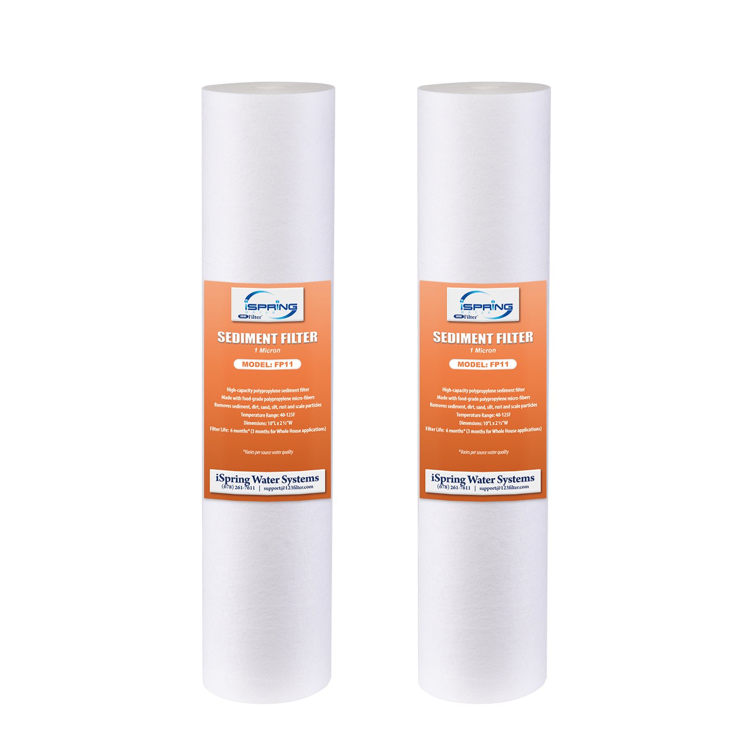 iSpring FP11X2 Sediment Water Filter Cartridges Replacement, 1 Micron 10" x 2.5" Universal Sediment Filter, 15,000-Gallon Multi-Layer Cartridge, 2 Pack-image-20