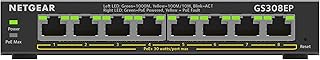 NETGEAR GS308EP Switch 8 Port Gigabit Ethernet LAN PoE Switch Plus (with 8x PoE+ 62W, Managed Network Switch with IGMP Snooping, QoS, VLAN, Fanless Metal Housing)