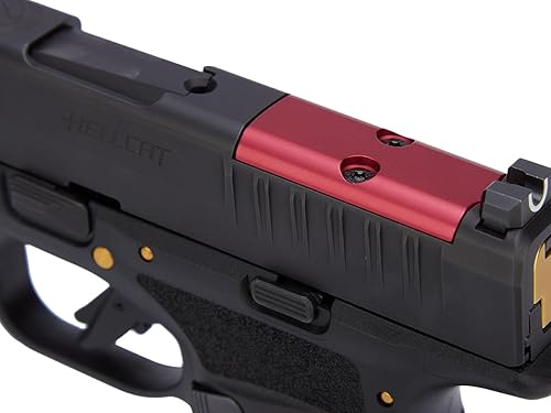 Miniatura 3 de NDZ Performance RMSc - Placa de cubierta deslizante de corte óptico para Springfield Hellcat & Hellcat Pro de 0.354 in, aluminio anodizado rojo