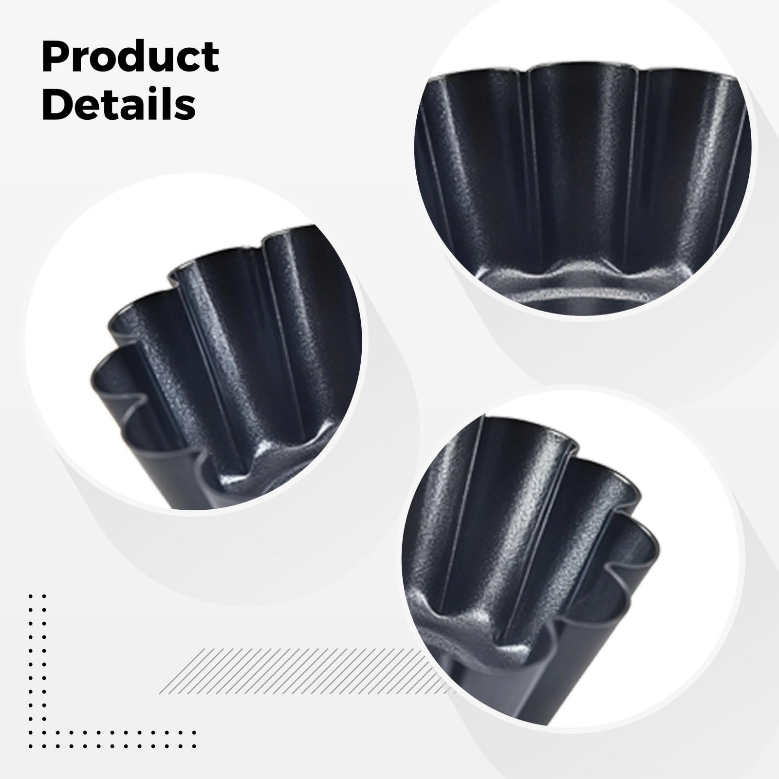 18 moules à tarte en acier au carbone, bords cannelés pour gâteaux et puddings, mini moules à tartelettes antiadhésifs, diamètre 6,5 cm, pour tartes, muffins, cupcakes et plus