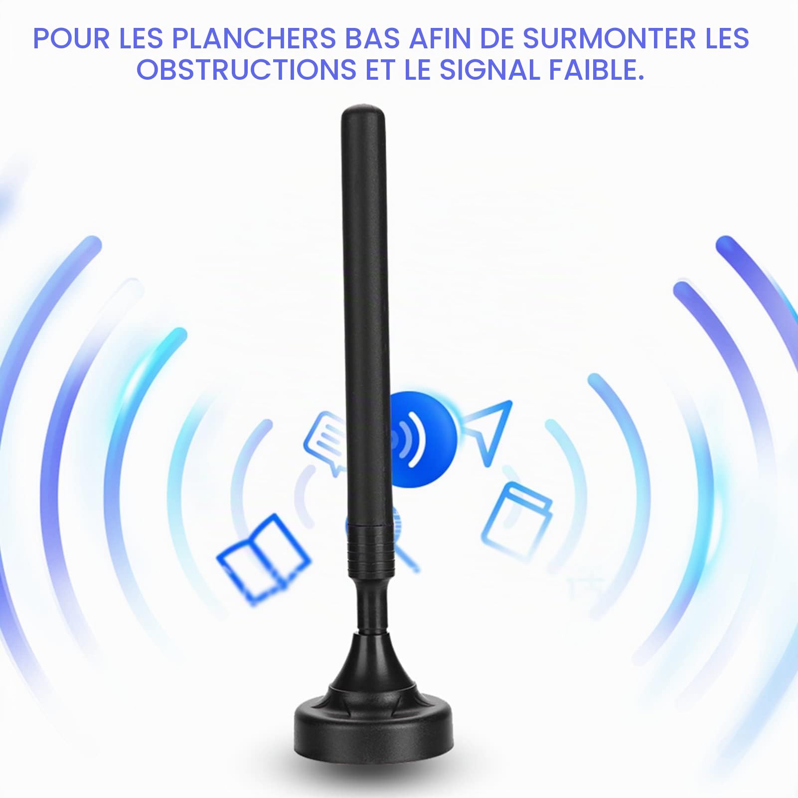 Antenne Radio FM à Gain élevé, Amplification du Signal 25 DB, Plug and Play, Portable, Adaptée aux Sols Bas avec Obstructions et Signal Faible