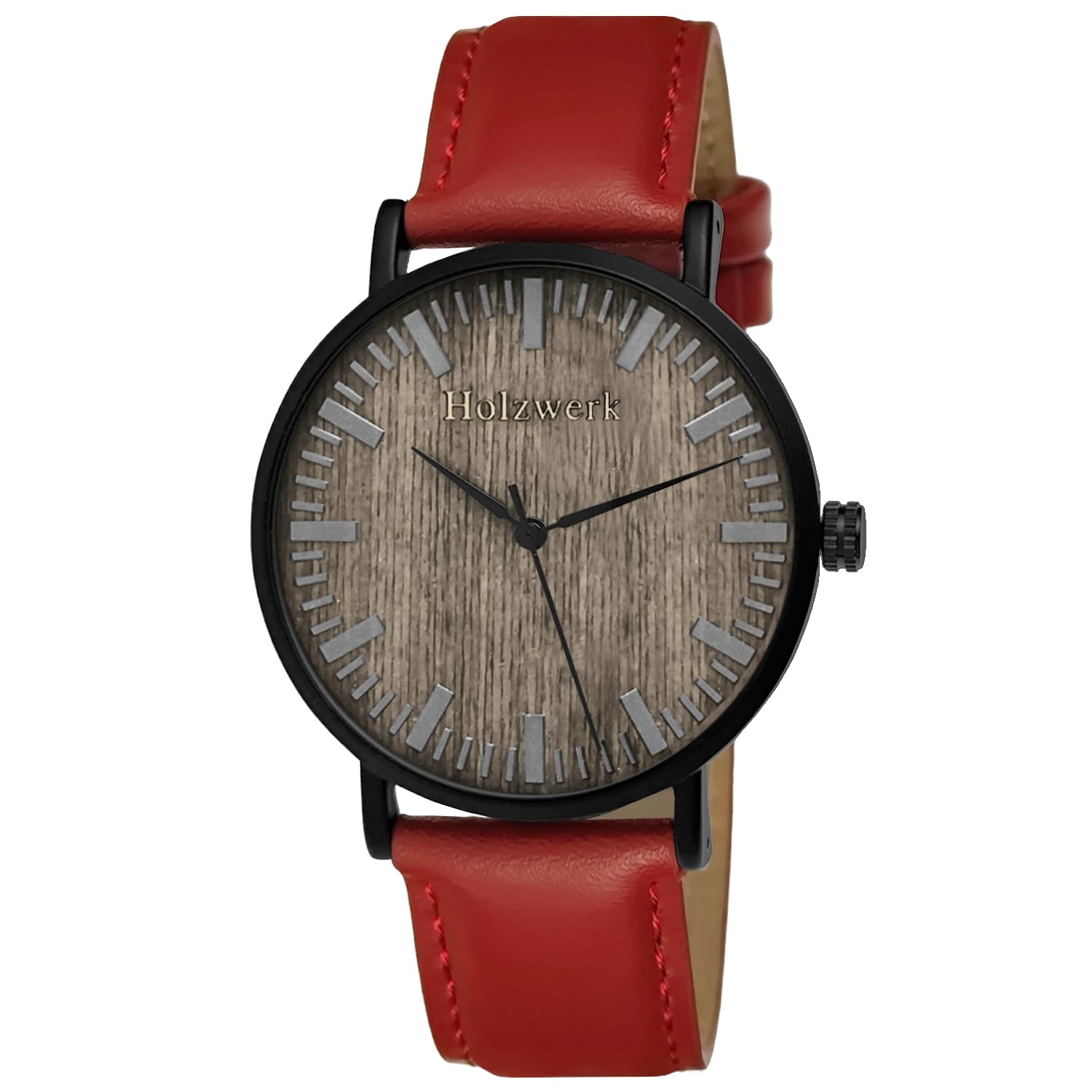 Holzwerk Germany Ręcznie wykonany płaski designerski zegarek unisex męski zegarek damski zegarek ekologiczny naturalny drewniany zegarek analogowy klasyczny zegarek kwarcowy czerwony brązowy czarny