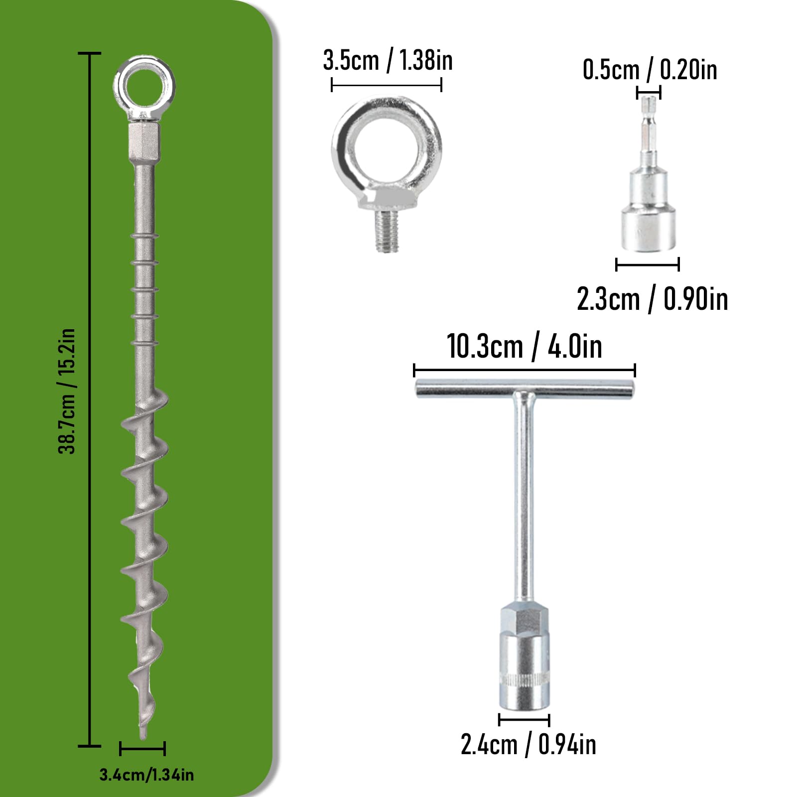 Bodenanker, 35,6 cm, rostfreier Aluminiumguss, abnehmbare Zeltheringe für Campingzelte, Sand, Trampolin, Schaukel-Sets und Schuppen (16 Packungen)