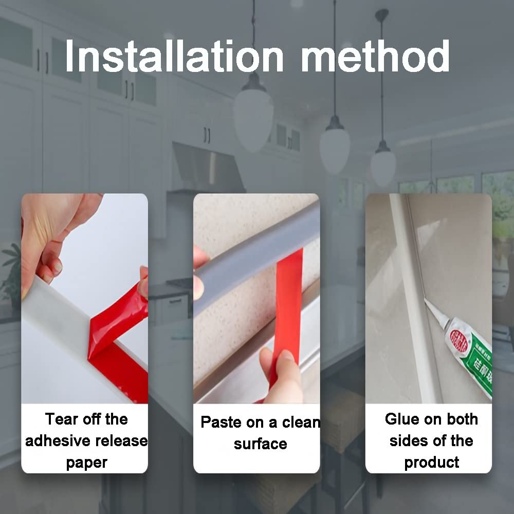Zwarte Sanitair Solutions Zelfklevende Siliconen Waterkering Douche Dorpel 100cm 100cm Water Stopper Badkamer Water Dorpel Waterdorpel Waterstopper Douchedeur Douchebak Douchegordijn Water Drempel Zwembad