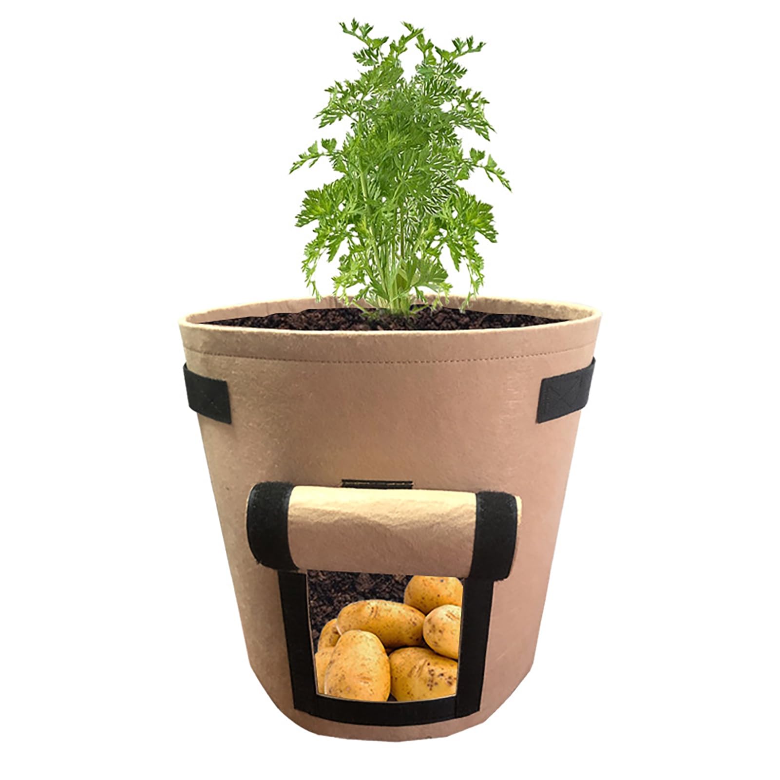 Flowerpot Fabric Grow with Handles And Side Hook And Loop Opening Container Reinforced Stitching Circulation Flowerpot for