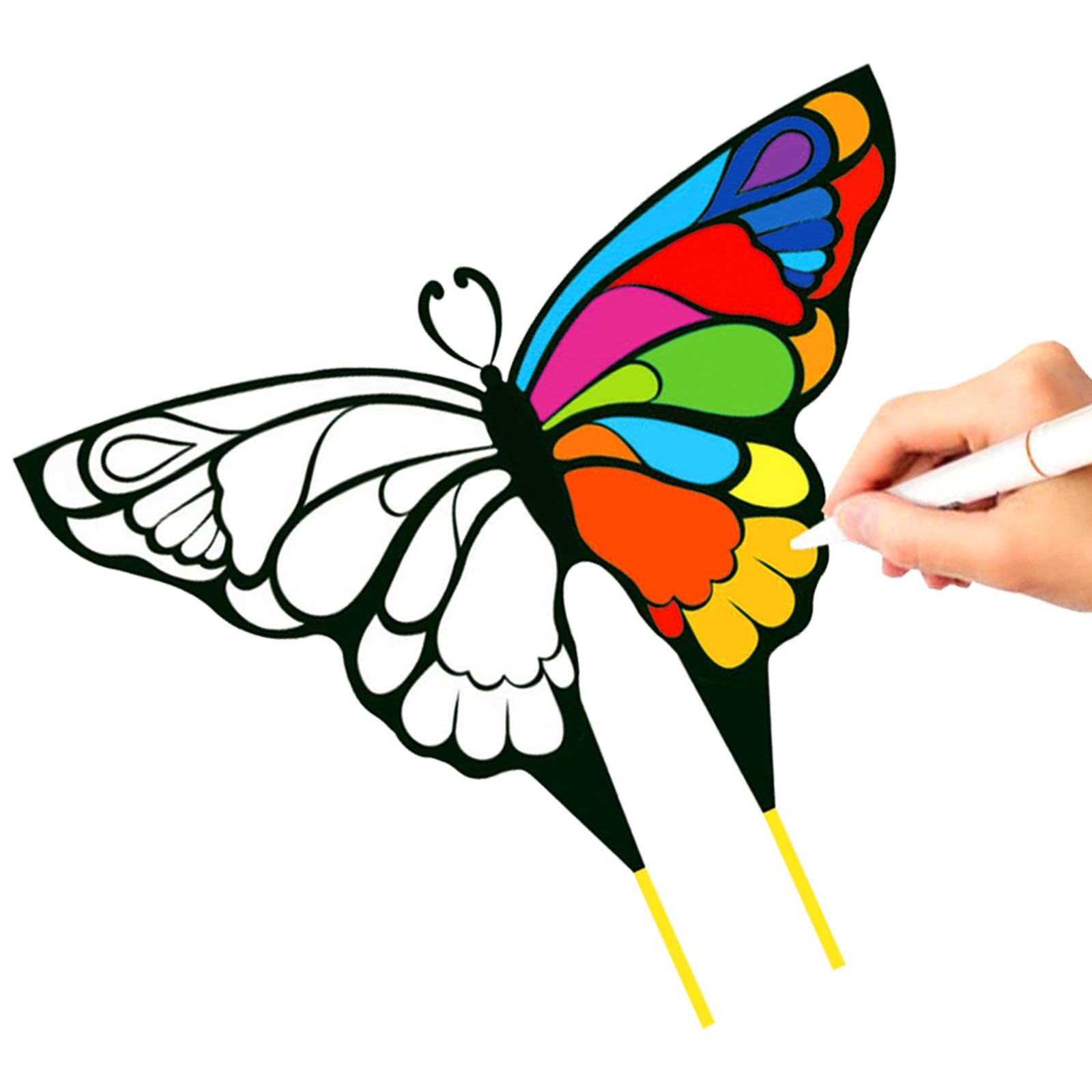Simxkai butterfly kite easy to fly for kids, adults, beginners, single line (white) No colored pens โ image 1