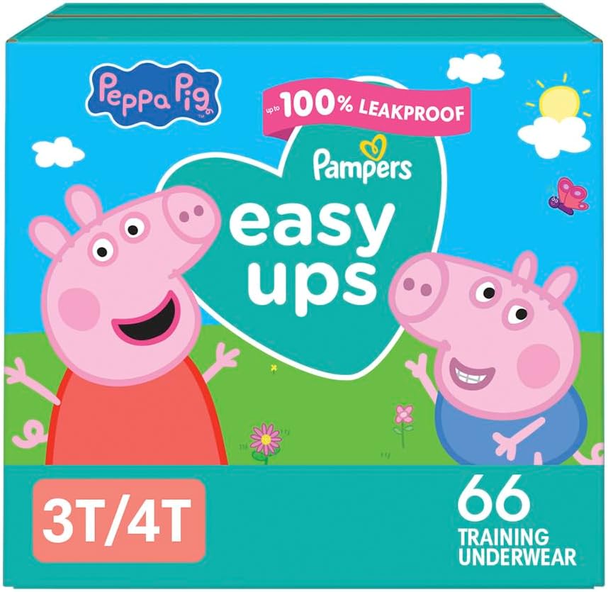 Pampers Training Pants - Easy Ups Girls & Boys - Size 3T-4T, 66 Count, Peppa Pig Potty Underwear (Packaging May Vary) 3T-4T 66
