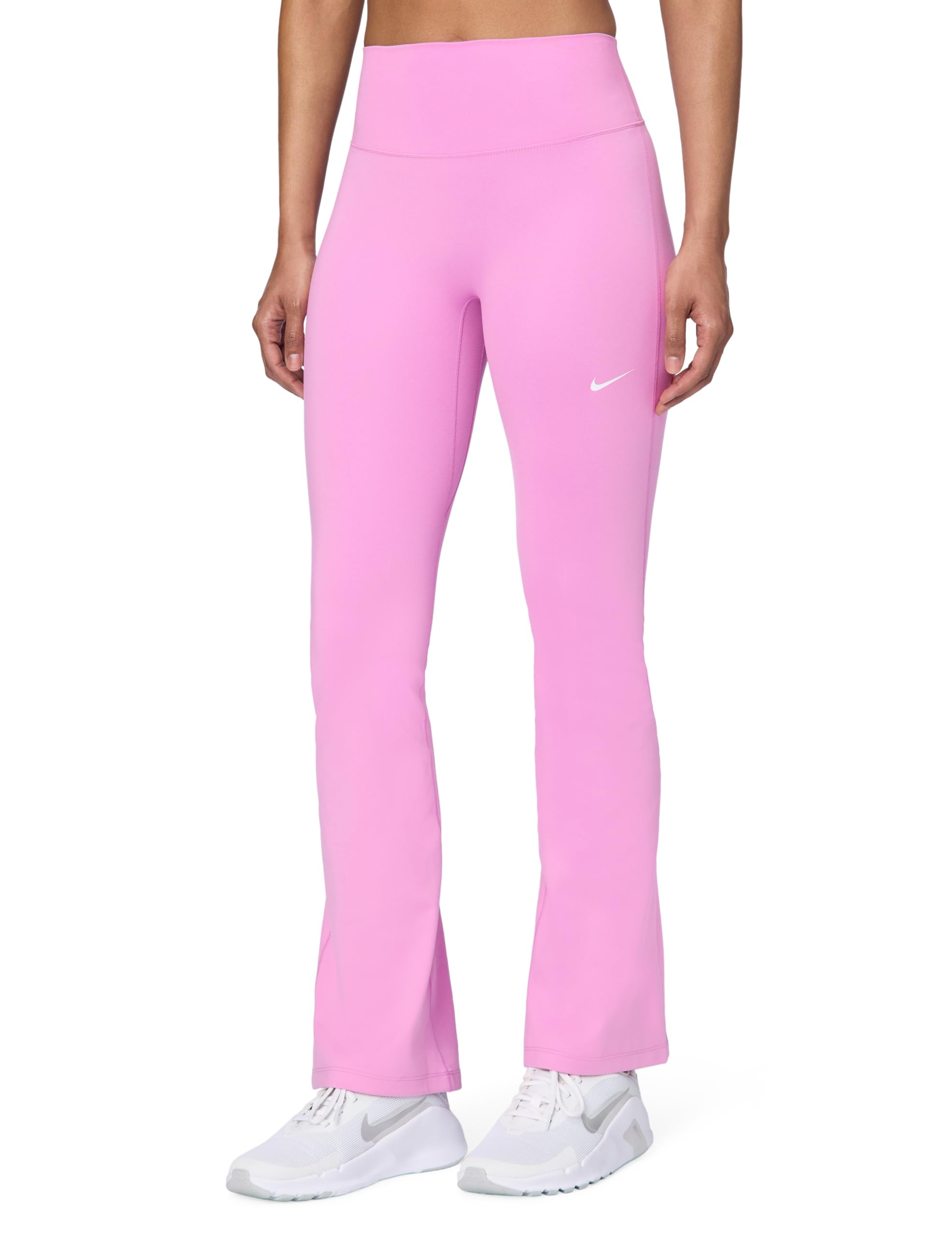 Nike Women's One High-Waisted Flared Leggings, Light Magenta/White, Large