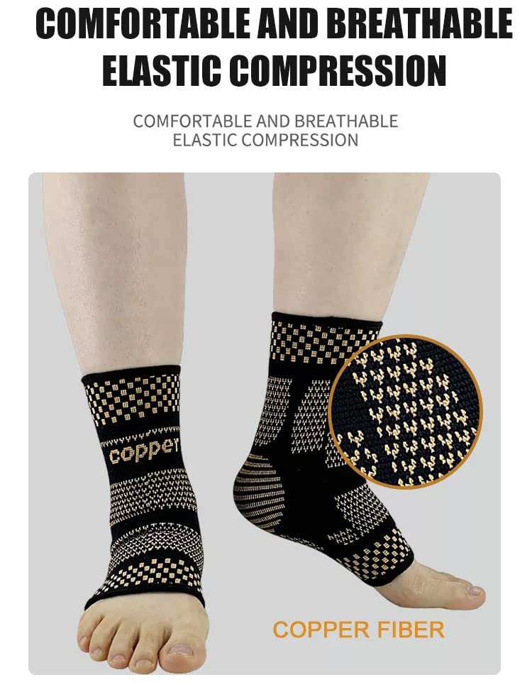 Miniatura 8 de by Dr. Shapiro - Tobillera de cobre (par) para hombres y mujeres, soporte profesional de compresión de tobillo para esguinces de tobillo, espolón de