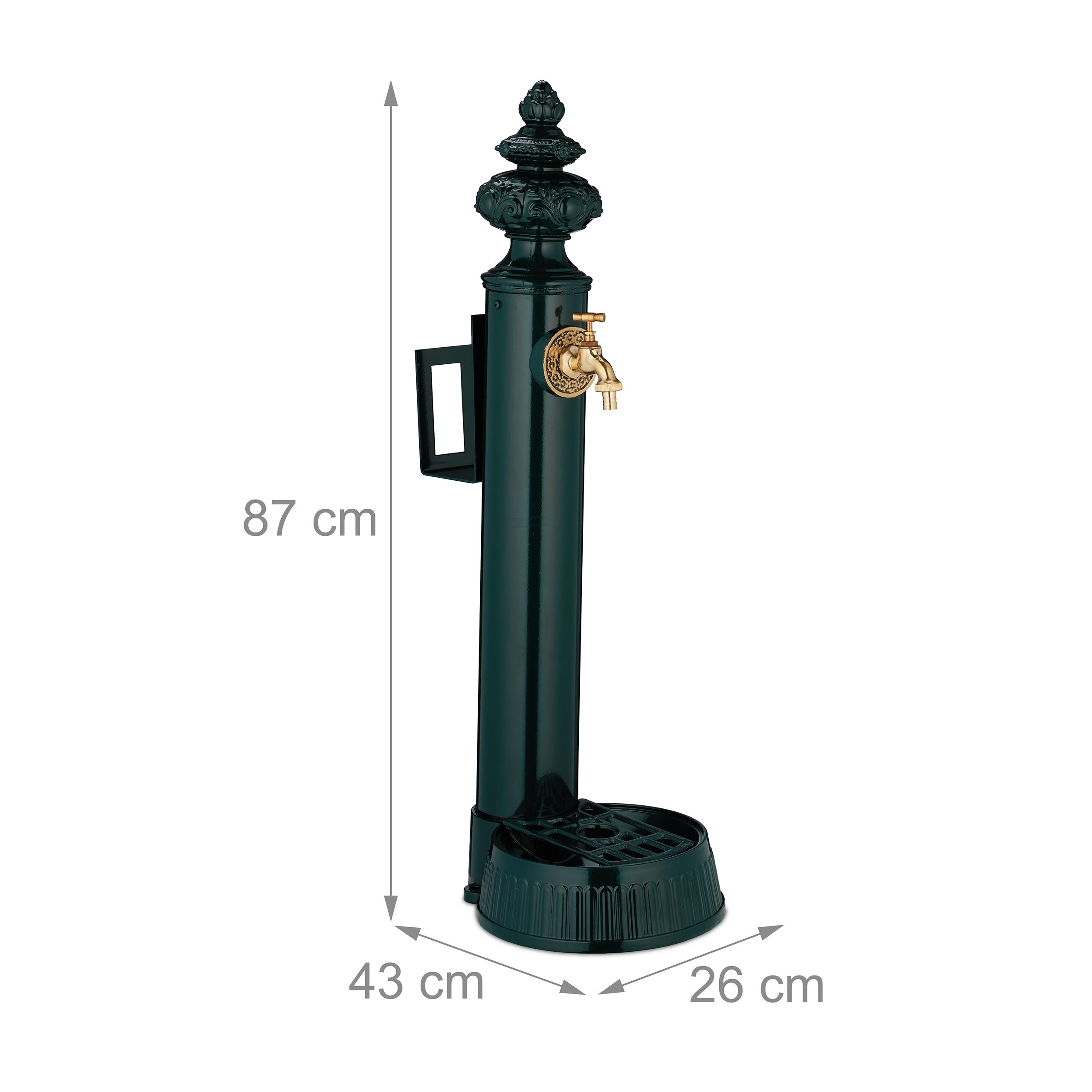 Relaxdays Fontaine extérieur pour Le Jardin ou la terrasse, Robinet, bac, Support pour Tuyau, HLP 87x26x43 cm, Vert