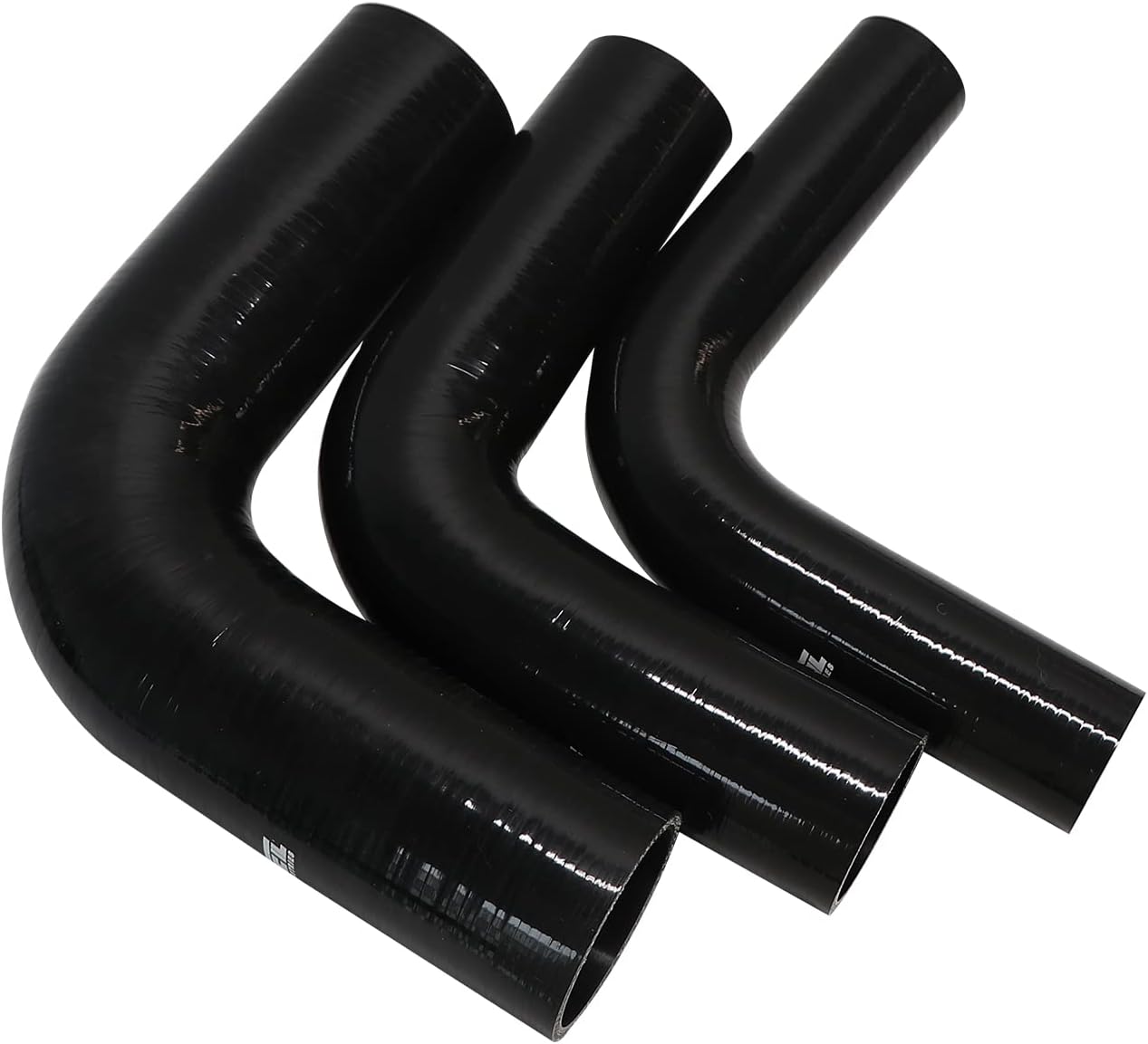 4" ID, 8" Leg Length 90 Degree Elbow Silicone Coupler Hose, 4-Ply Reinforced Universal Silicone Pipe Hose Turbo Intake Tube Intercooler Piping Black