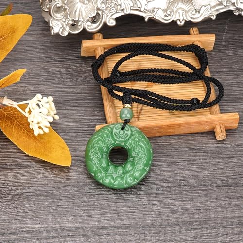 Feng Shui Pi Xiu Necklace – Double-Sided Carved Nephrite Jade Pendant, Symbolizing Good Luck and Prosperity, Great Gift for Career Success.2