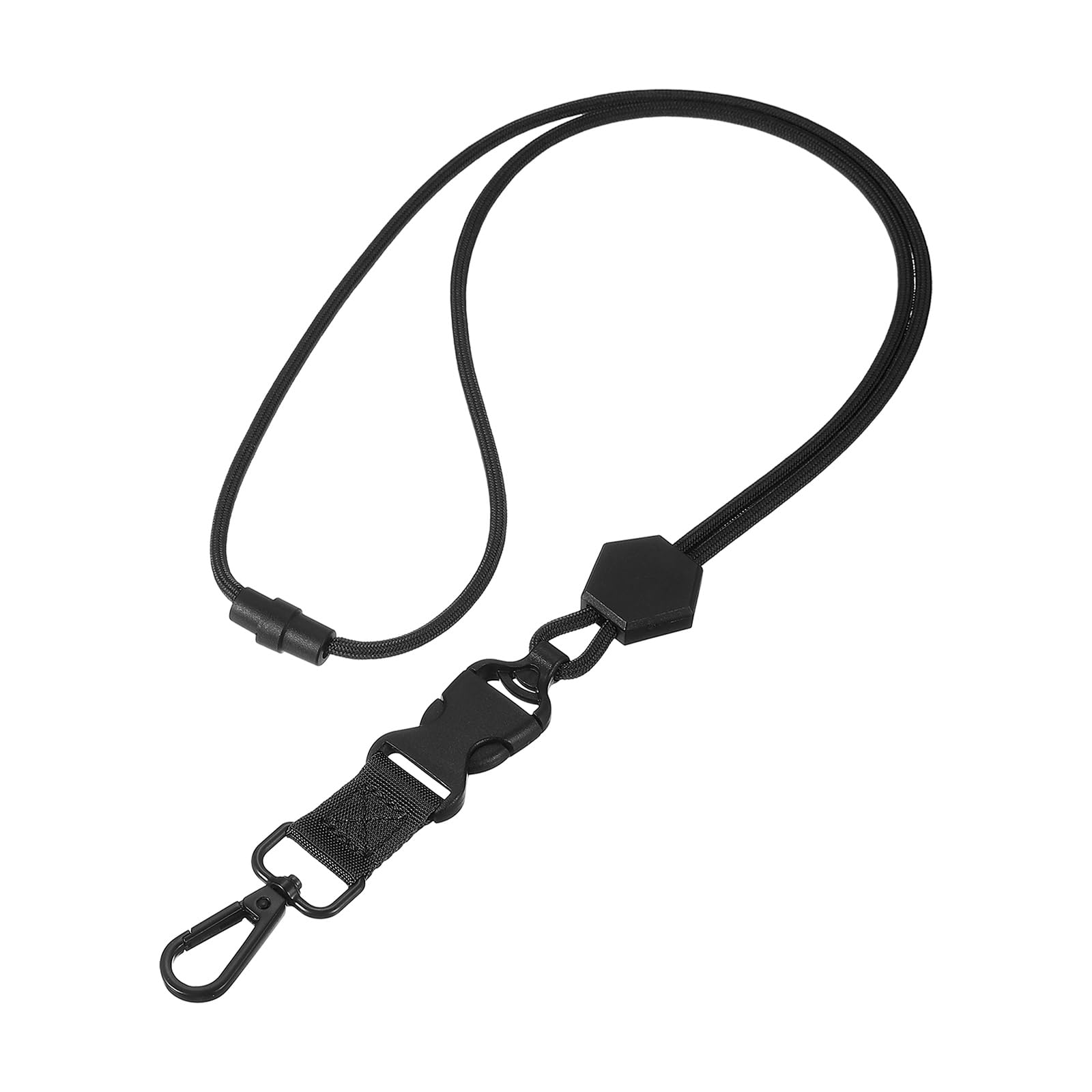 PATIKIL Breakaway Lanyard, Heavy Duty Teacher Neck Lanyard Cord with Safety Detachable Breakaway Buckle and Metal Hook Keychain Key Ring for Card Key ID Badge Holder, Black
