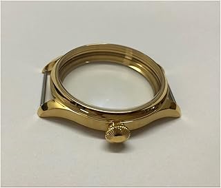 WANGMUMU 44mm 316L Stainless Steel Plating 18K Gold Watch Cases Compatible for ETA 6497/6498 Hand Wind Movement 018A Going