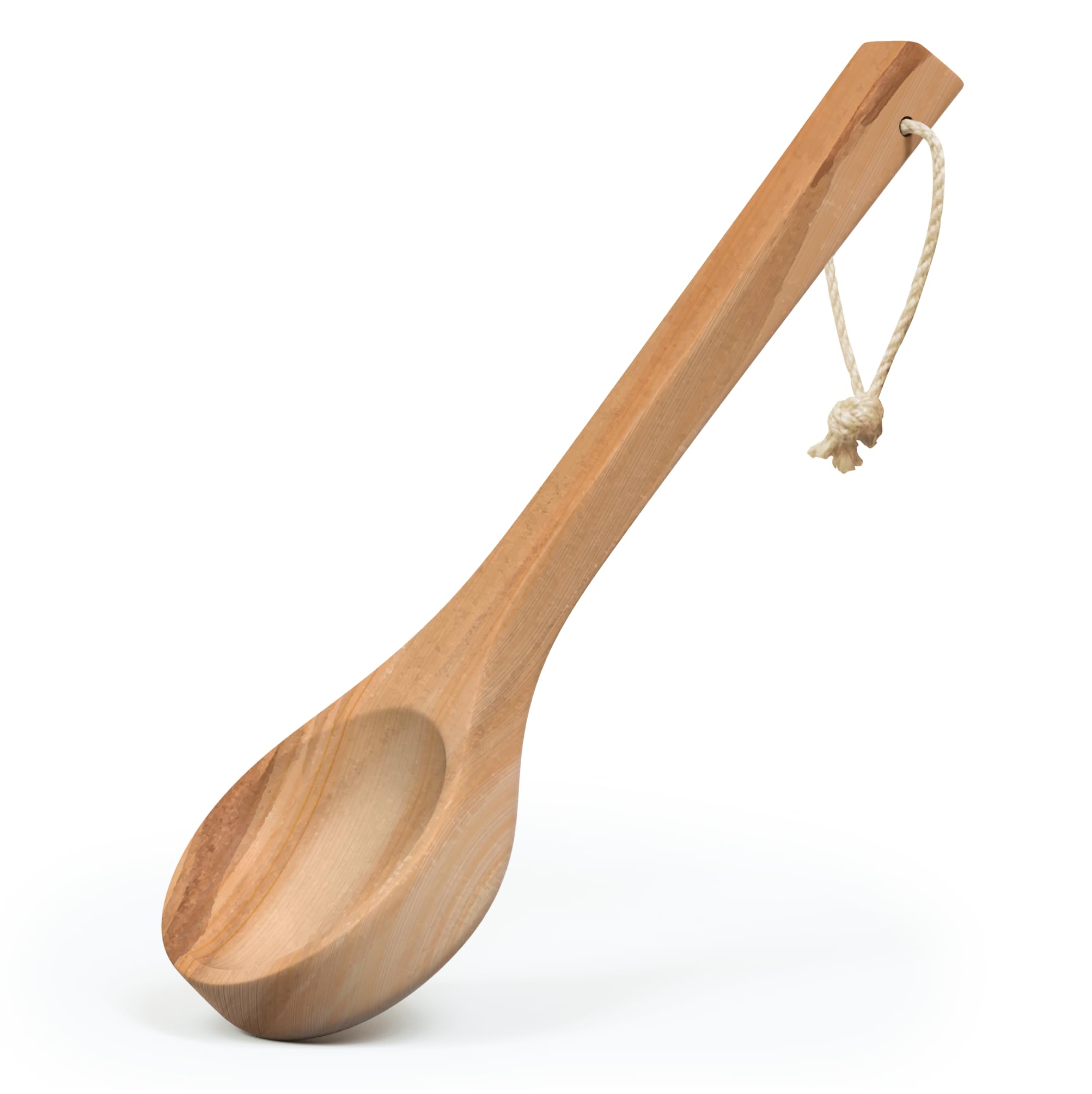 Northwood Sauna - Sauna Ladle - Handmade from Canadian Red Cedar Wood - Natural Rope - 14″ Handle & 3.4 oz (100 mL) Capacity Spoon