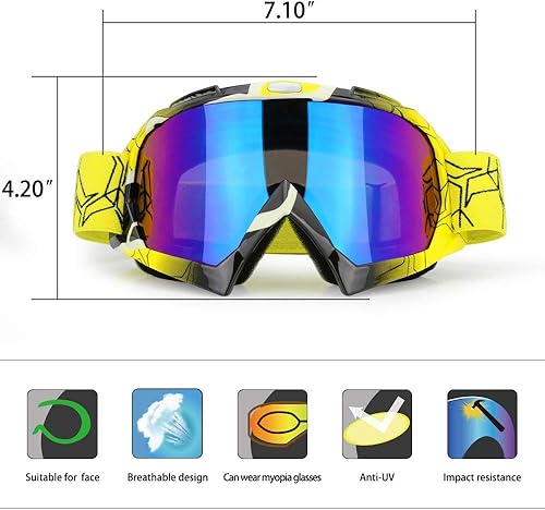 Miniatura 3 de JAMIEWIN - Gafas de motocross ATV, motocicleta UTV MX OTG, gafas de ciclismo, todoterreno anti UV a prueba de polvo, antiniebla, gafas de esquí para