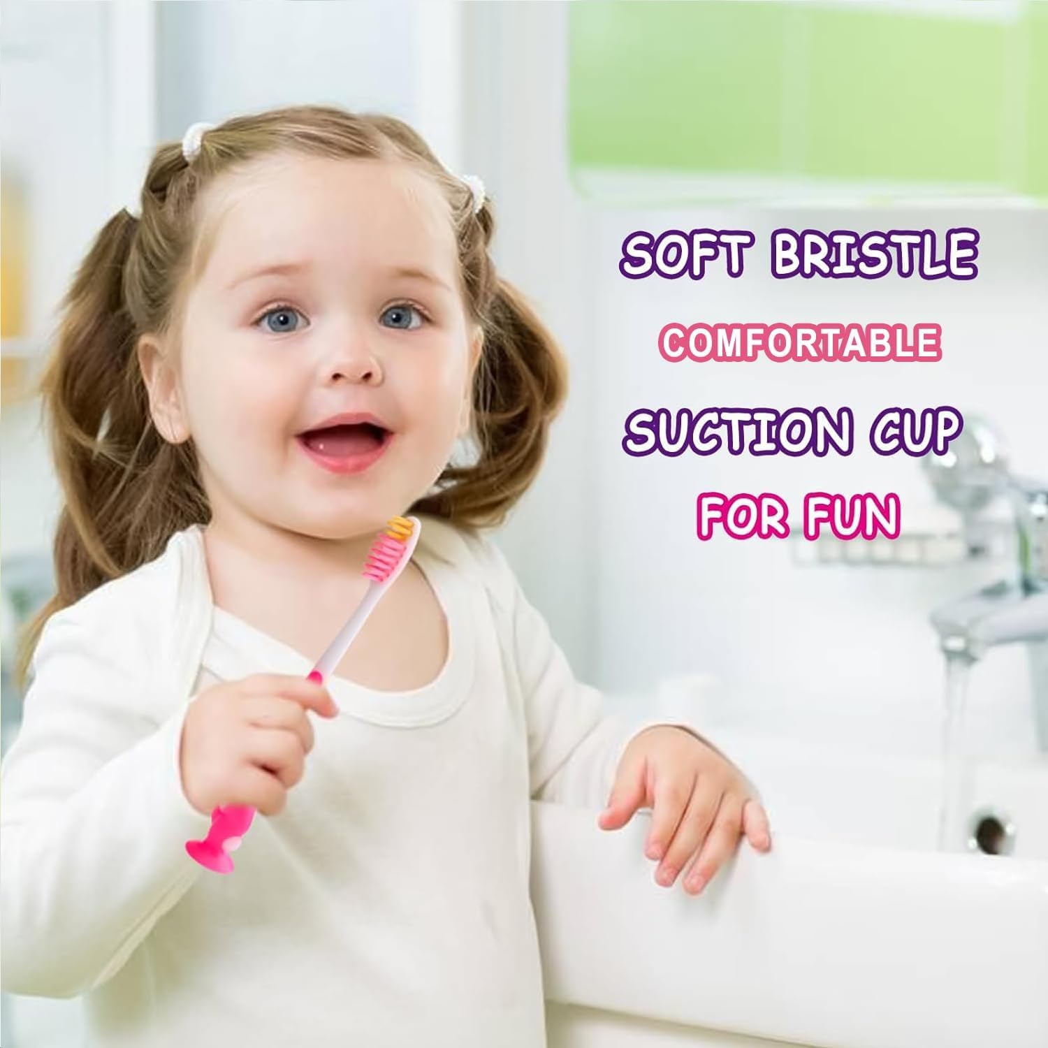 Spazzolino da denti per bambini confezionati singolarmente per bambini dai 2 anni in su, set di spazzolini da denti con setole morbide per ragazzi e ragazze, spazzolino colorato con ventosa
