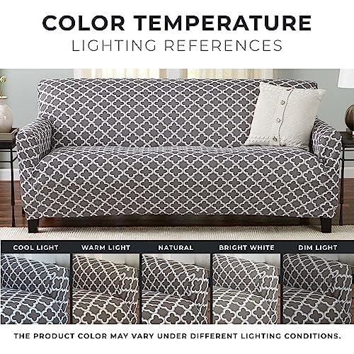 Great Bay Home Printed Twill Sofa Slipcover. One Piece Stretch Couch Cover. Strapless Sofa Cover For Living Room. Fallon Collection Slipcover. thumb #8