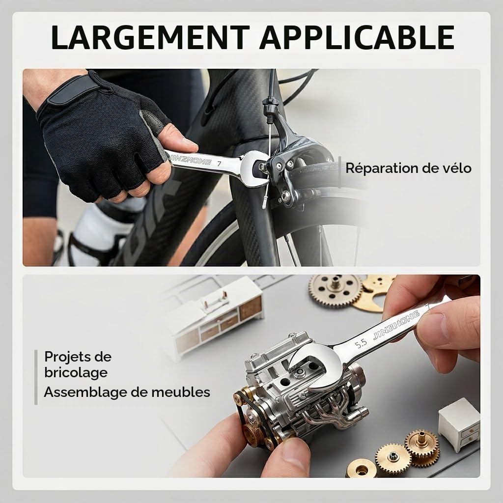 Lot de 40 Clés Plates 5.7 x 7 mm, Clé à Fourche Extra-Fine en Acier Inoxydable, Double Extrémité Ouverte pour Mécanique de Précision et Réparation Automobile, Coffret Industriel (2 Boîtes de 20)