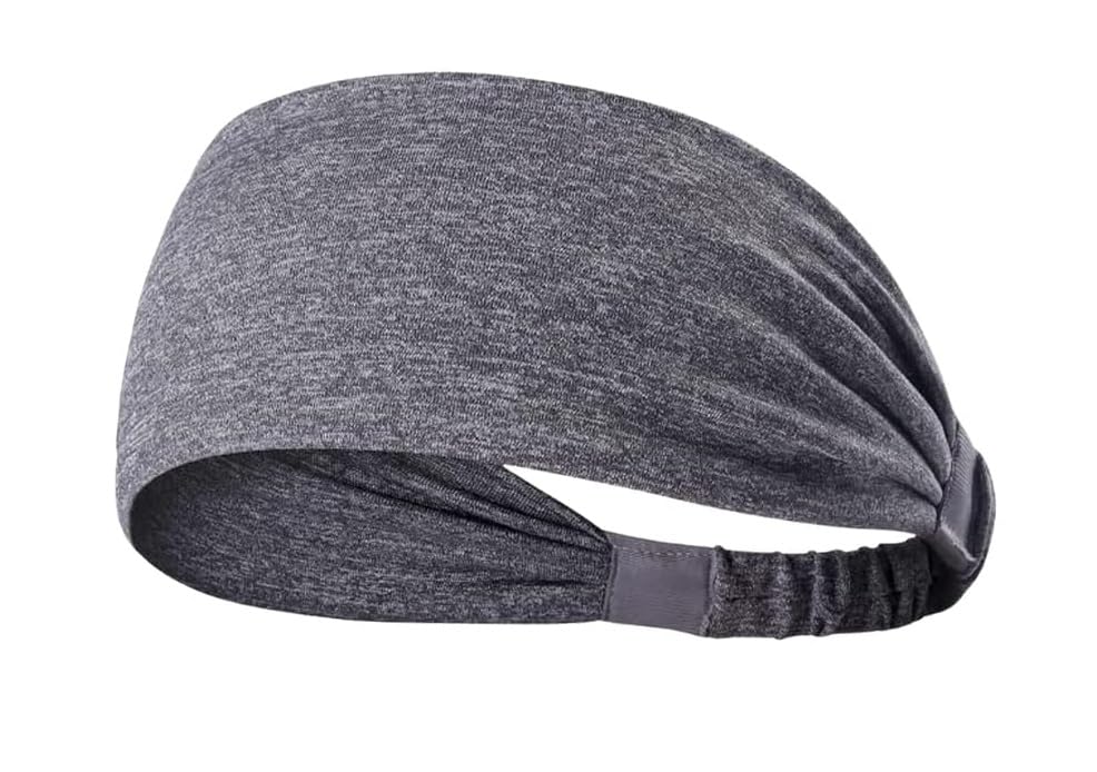 PAROPKAR Non Slip Elastic Headband Sweat Band Hairband Headwrap Headwear Athletic Thick Non Slip Yoga Use for Running Cycling Basketball Running Gym Yoga Workout for Men Women (Light Grey)