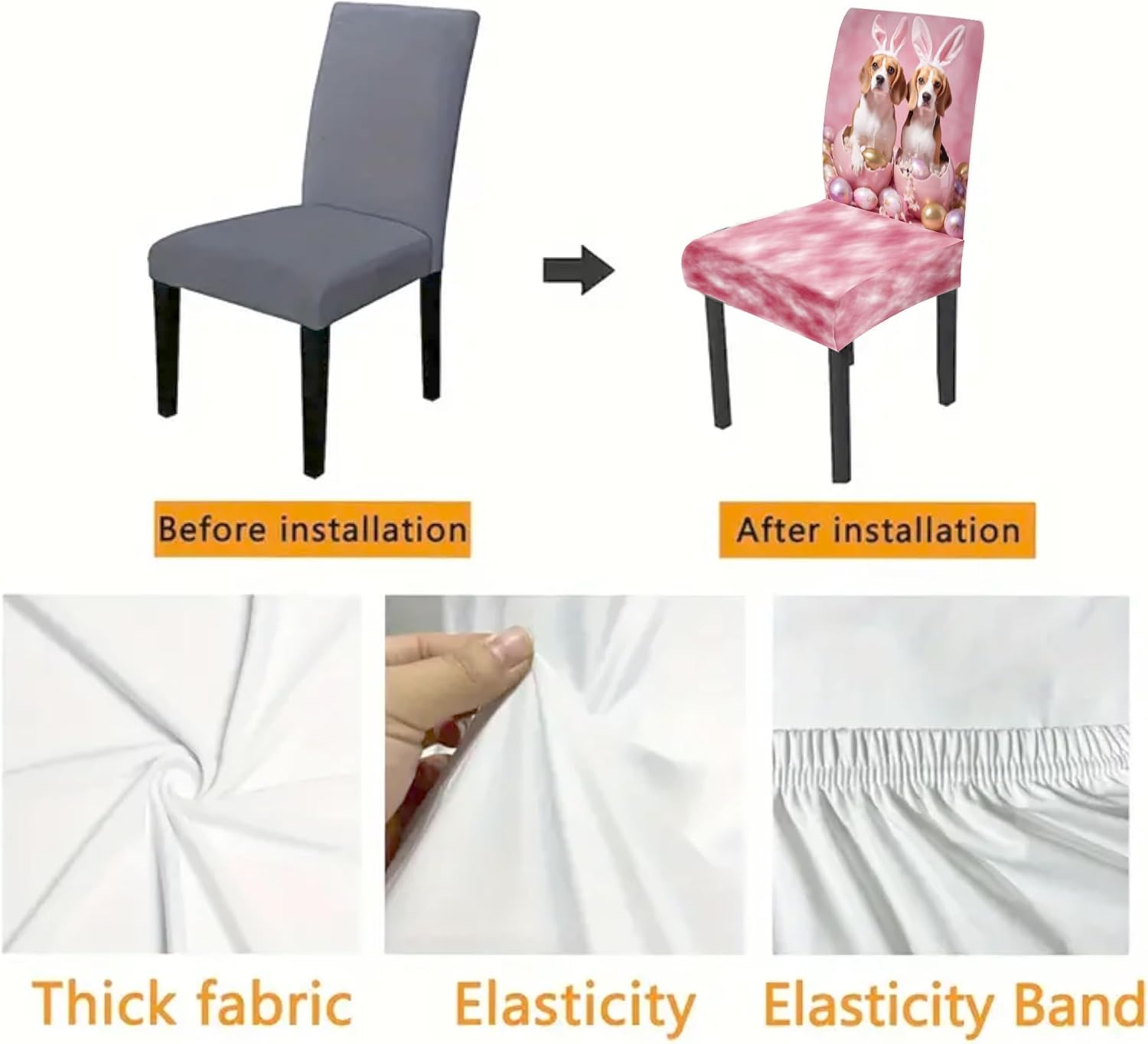 Chair Covers for Dining Chairs Set of 4 Easter Beagle Dining Room Decor