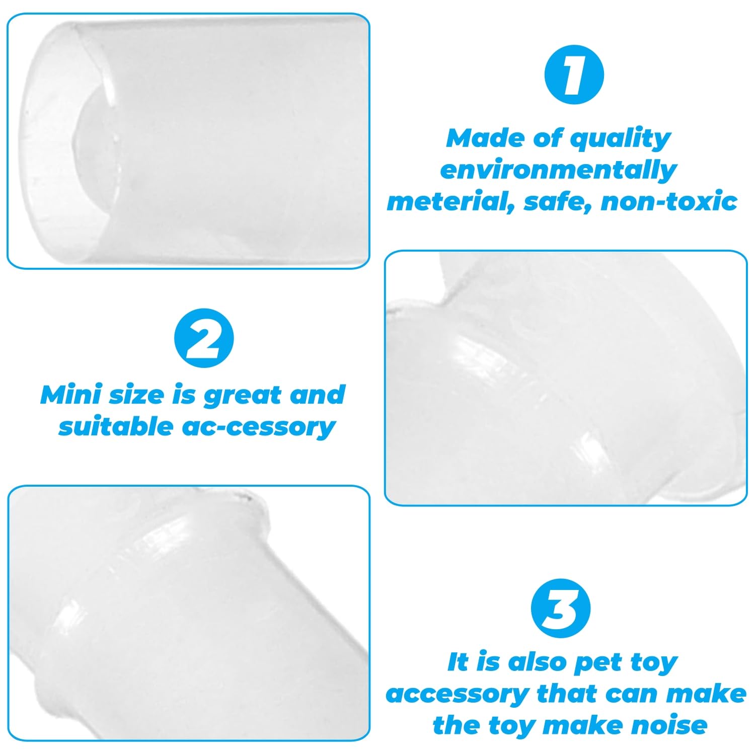 Tokaneit 80 Pièces BB Sifflet Remplacement, Squeaker Plastique Grelot, Couineurs en Plastique Transparent, Couineur pour Jouet, Générateur de Bruit pour Réparation et Remplacement des Jouets