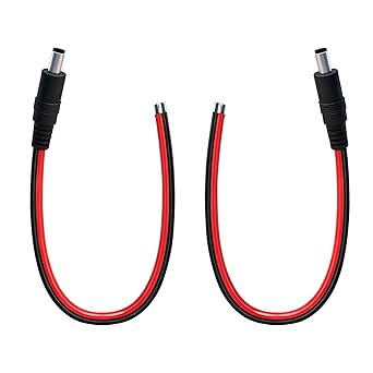 0.8FT 5.5mmx2.5mm Pigtail Cable Male 14AWG DC Maintenance Cable DC 5525 Connector for CCTV Surveillance Camera LED Strip Lights Energy Storage Power Supply Solar Panel 2pcs