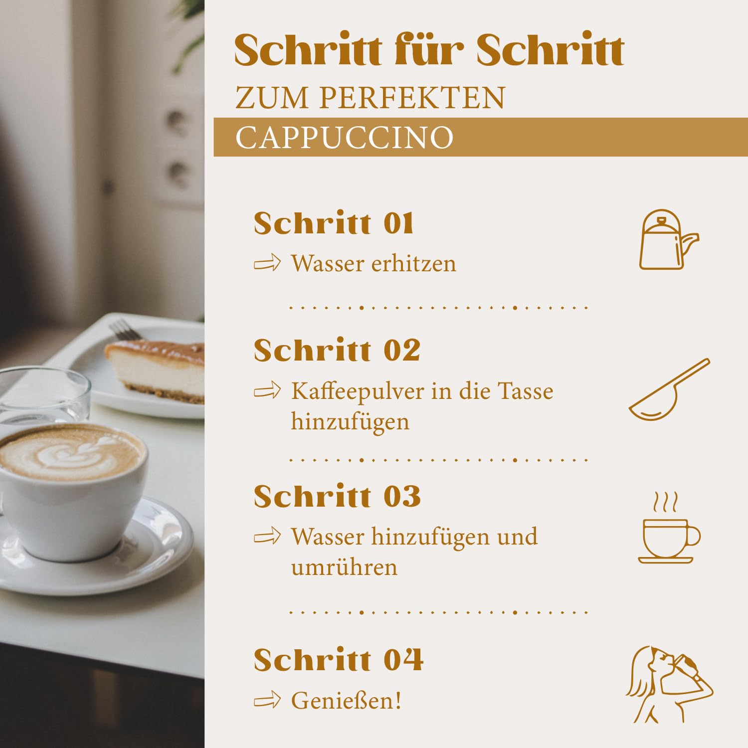 HEART's Cappuccino White Line, 5 x 1kg proszku do kawy instant, intensywny aromat, rozpuszczalny, mleczny, kremowy o smaku waniliowym, opakowanie zapasowe 5 sztuk, wystarcza na 400 filiżanek