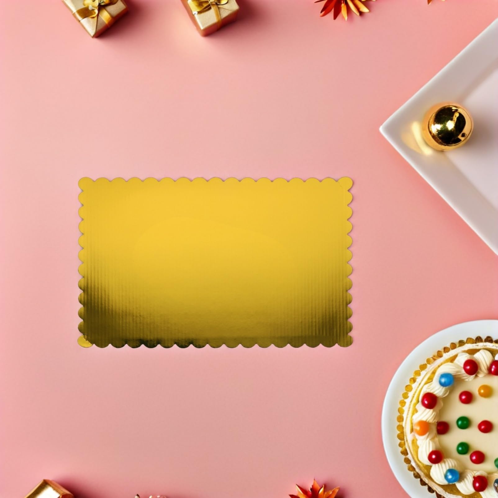 20 Pièces Support de Fond de gâteau ondulé Plateau à gâteau ondulé pâte Tableau de des gâteaux Base de Carton de gâteau Panneau de Dessert Papier ondulé Doré