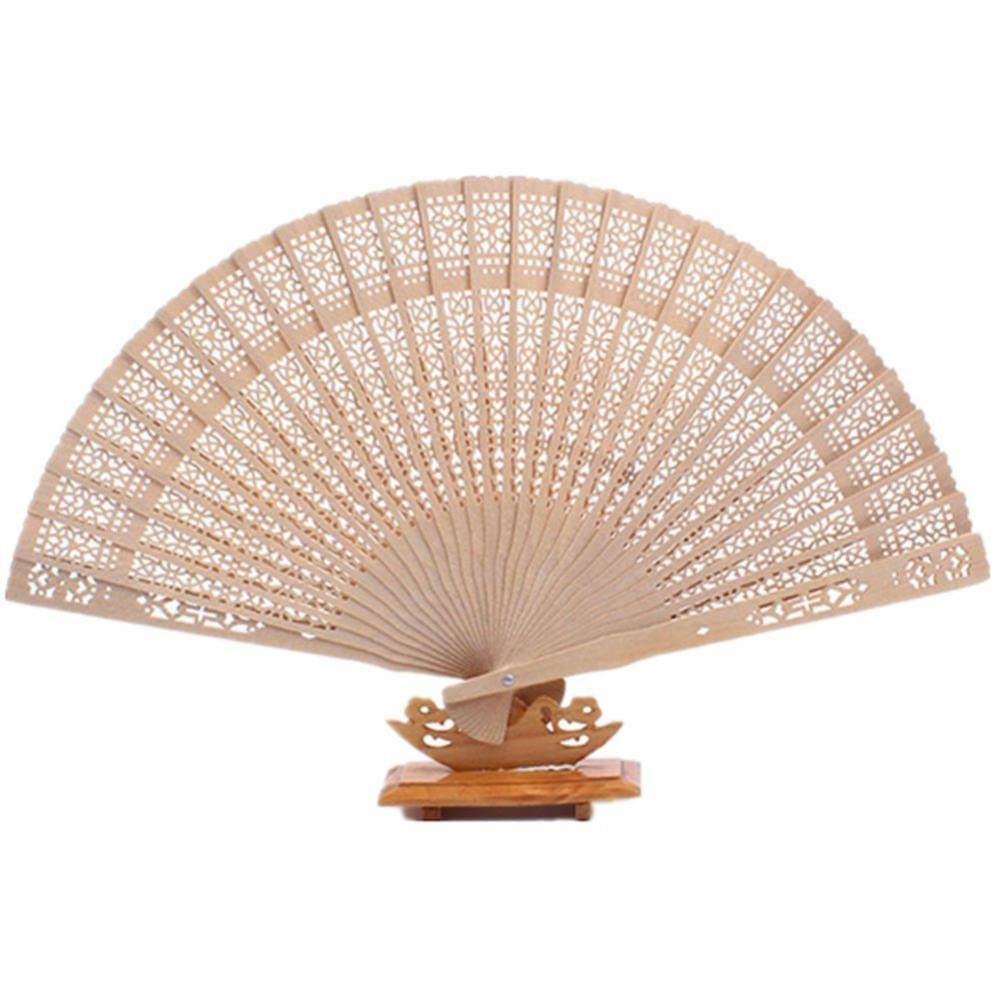 METTEOR Folding Fan Fashion Wedding Hand Fragrant Party Carved Folding Fan Home Decor Chinese Wooden Fan Vintage Hollow Antiquity Folding Fan Tea Po