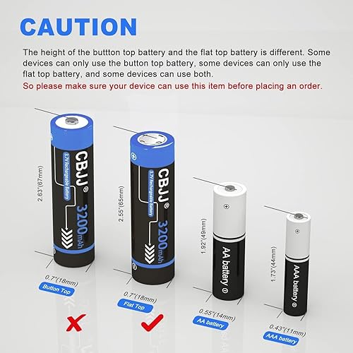 Miniatura 3 de CBJJ Batería recargable 18650 de 3,7 voltios, 3200 mAh, batería de iones de litio 18650 para linterna y timbre (paquete de 8, azul)