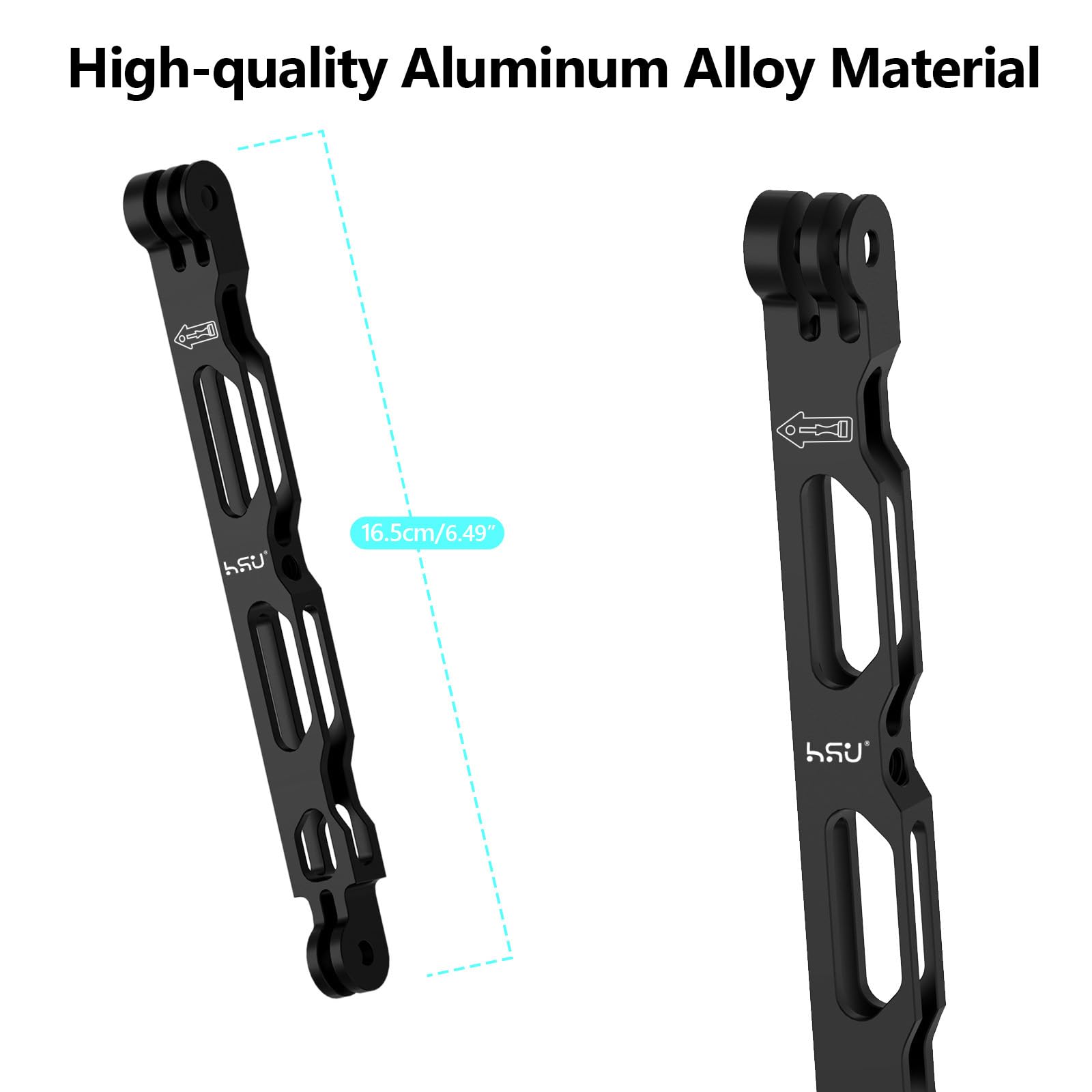 Bras D’extension Incurvé HSU 7,6cm En Alliage D’aluminium – Compatible GoPro/Insta360, Trou 1/4”, Robuste Et Léger