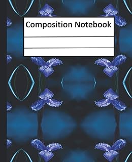 Composition Notebook: Blue Flower Petals Dewdrops Themed Beautiful Cover Wide Ruled Composition Notebook For Kids , Boys, Girls, Students, Gift, Home, ... Cute ( Notebook Journal ) 7.5*9.25 Paperback