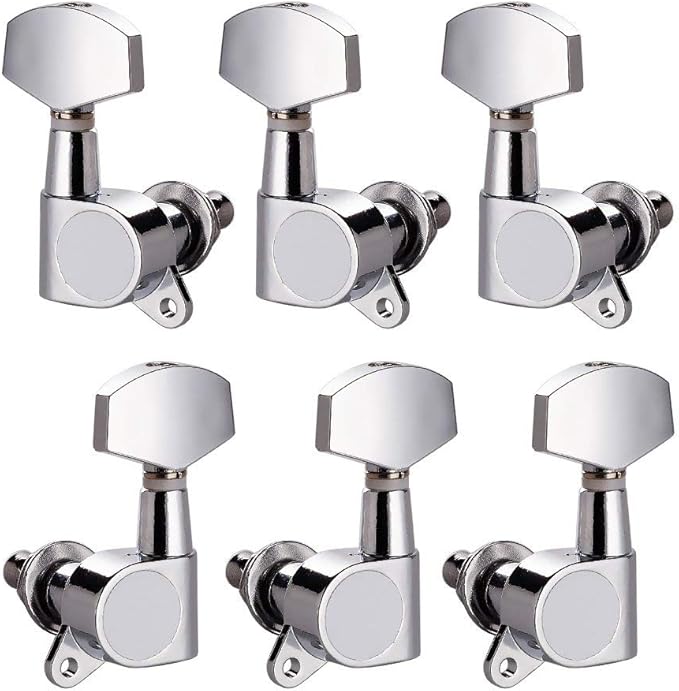 Guyker Tête De Machine à Basse (4 Pour Droite) – Rapport 1:20 – Accordeurs à Engrenage Ouvert De Rechange Pour Guitare Jazz électrique Basse Ou Instruments De Précision – Chrome