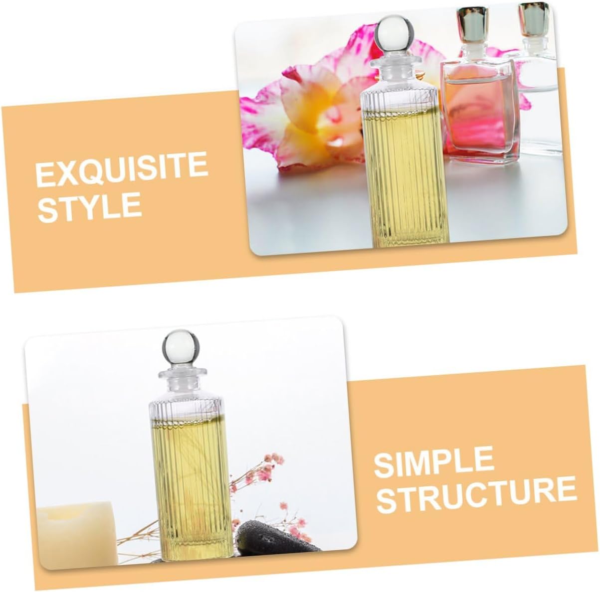 Glass Perfume Diffuser Bottles with Glass Ball Stoppers Aromatherapy Essential Oil Containers for Home Scent Diffusers Reusable Empty Fragrance Bottles for Decor and Relaxation