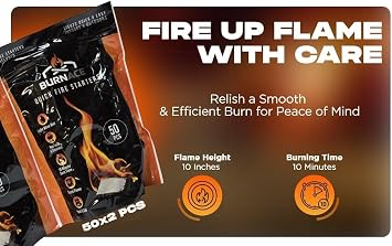 100 Wax Quick Fire Lighters for Wood Burners: Individually Wrapped BURNACE Firelighter Sachets for Fire Starting & Fire Lighting Open Fires, Stoves, Firepits or Camping.