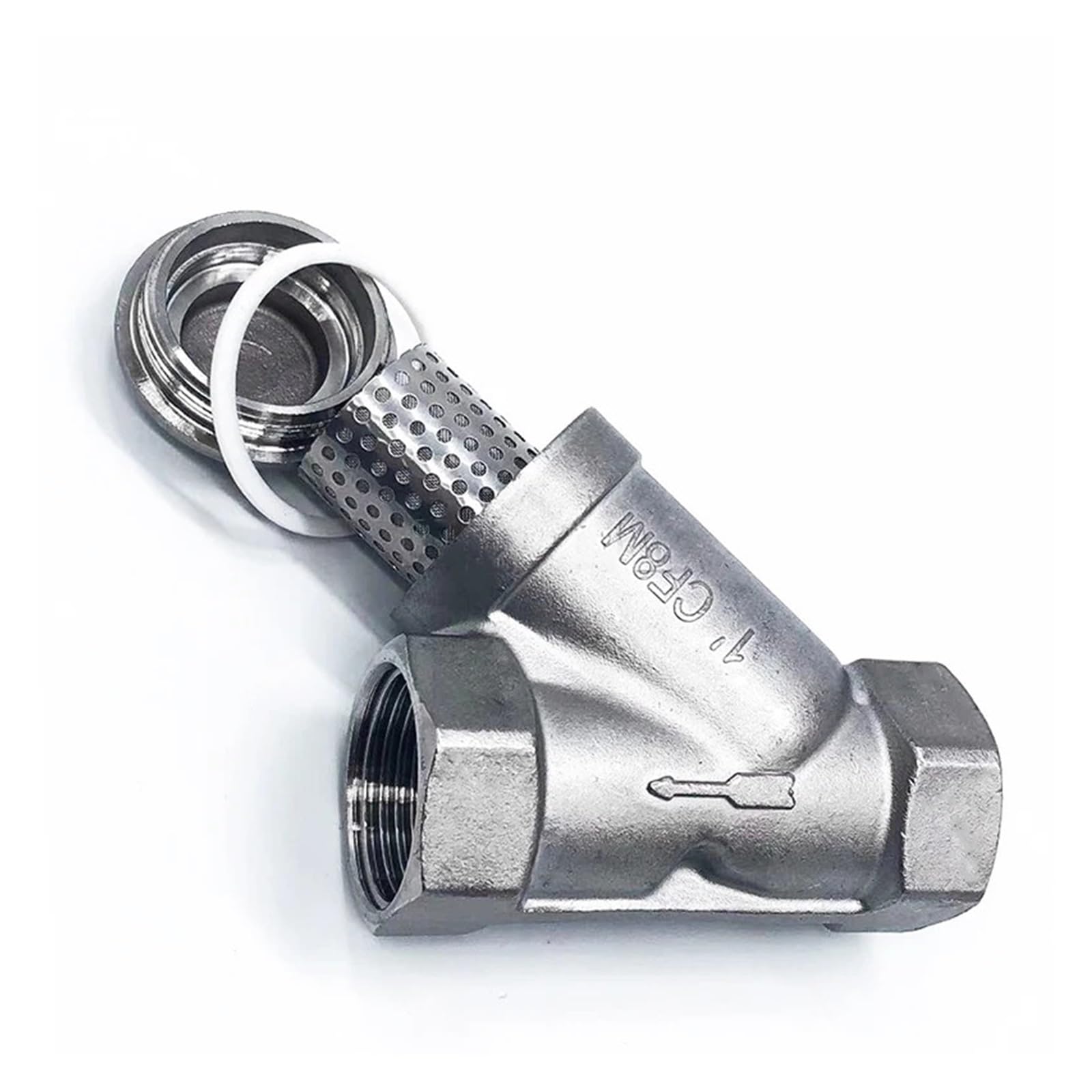 ferretería 1/4 "3/8" 1/2 "3/4" 1 "1-1/4" 1-1/2 "BSP Hilo Femenino 304 válvula de Filtro en línea Y de Acero Inoxidable for Agua, Aceite y Gas Junta de tubería(3/8")