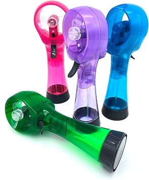 Water Misting Fan Portable Handheld Spray Fans Battery Operated for Outdoor Cooling- Set of 3 (Green/Purple/Sky Blue)