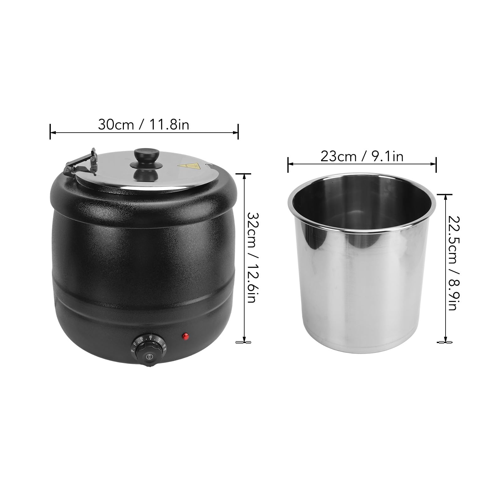 Marmite à Soupe 10 Litres, Chauffe-Soupe électrique en Acier Inoxydable Bouilloire à Soupe Cuisinière à Soupe Professionnelle Plage de Température jusqu'à 85°C 400 W, pour un