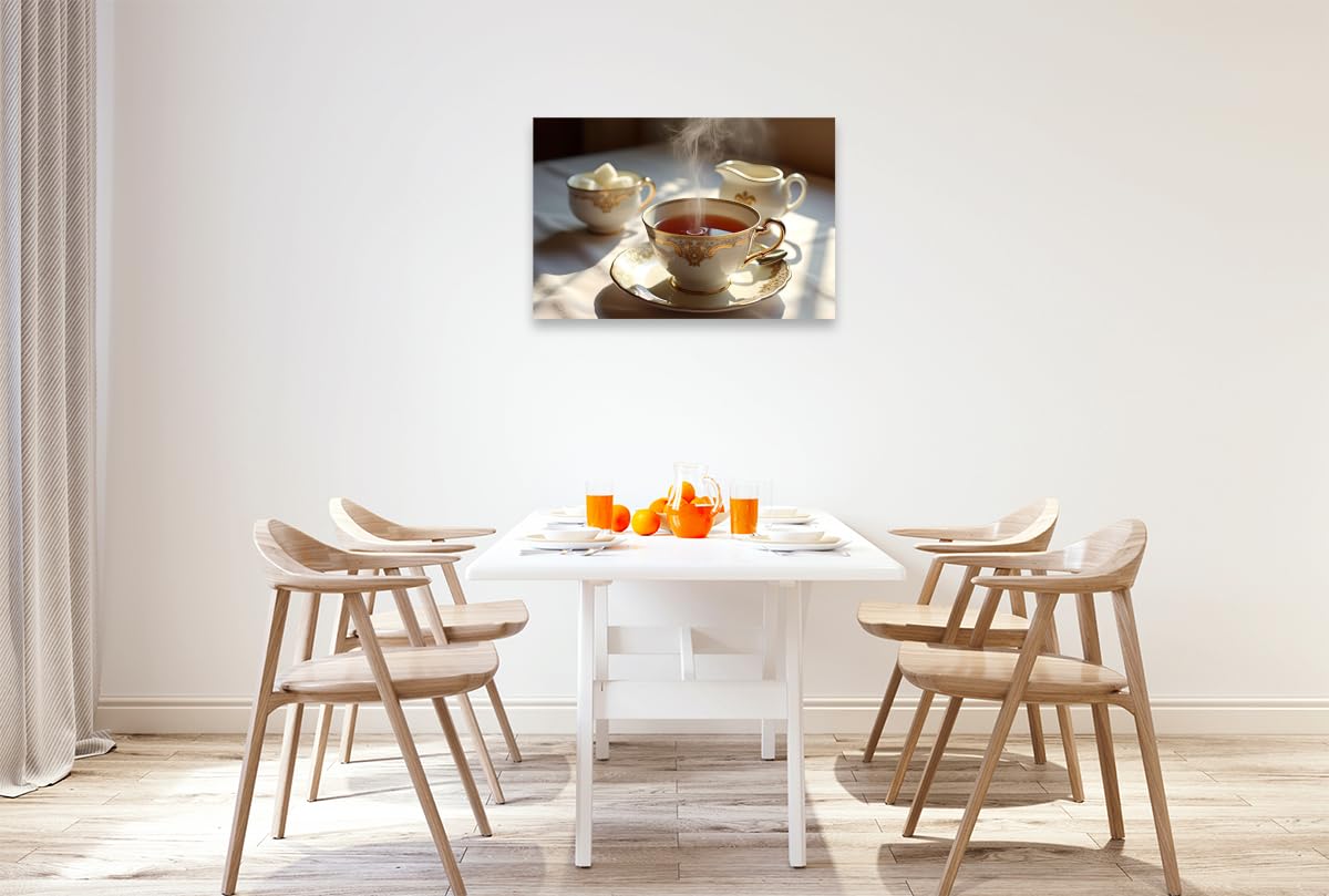 CALVENDO Premium Textil-Leinwand 90 x 60 cm Querformat Schwarzer Tee Genuss | Wandbild, HD-Bild auf Keilrahmen, Wanddekoration, Kunstdruck von Claudia Schimmack