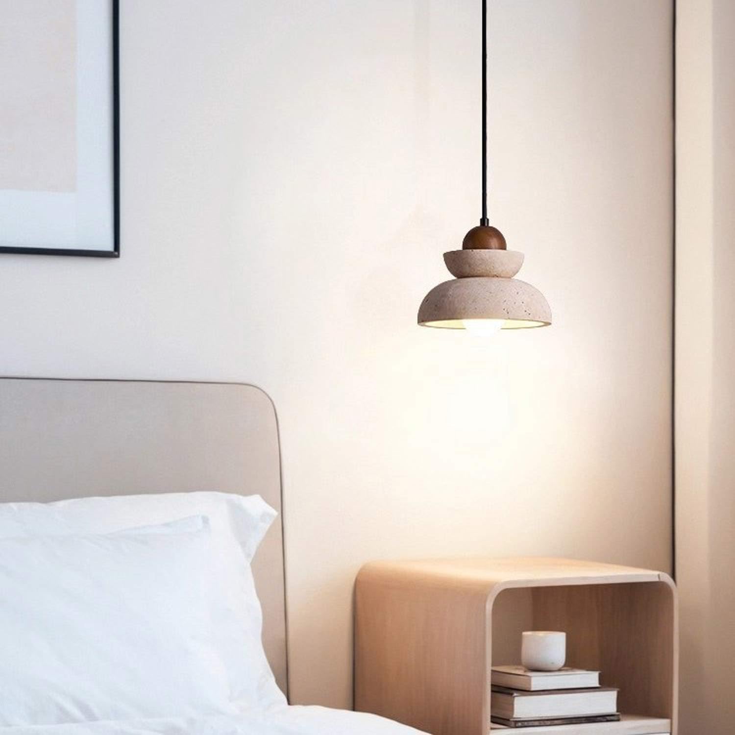 Generico Lampada Da Soffitto In Legno Di Travertino Naturale 7,1 Pollici Wabi Per Sala Pranzo, Cucina, Corridoio 'isola