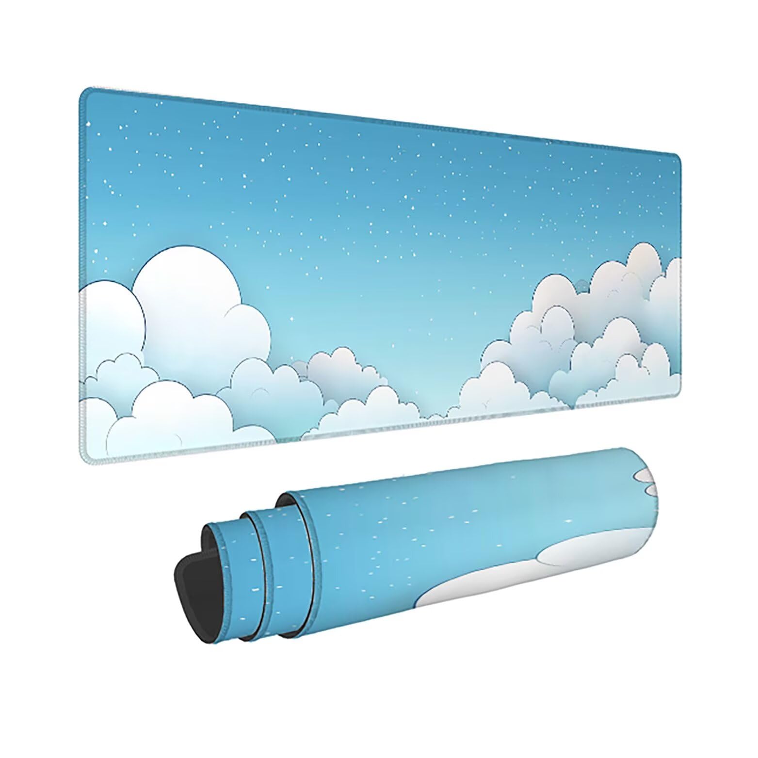 Podkładka pod mysz do gier XXL błękitne niebo, mata na biurko XXL - 1400 x 600 x 3 mm - pod ręką biurko, podkładka pod mysz dla graczy antypoślizgowa gumowa podkładka zszyte krawędzie, dla graczy
