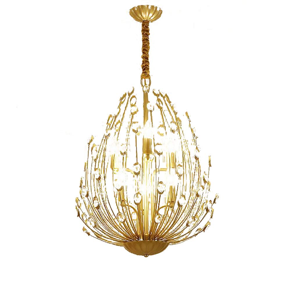CSXSXAUO Modern Chandelier K9 Crystal Lighting Gold Adjustable Ceiling Light Fixture Pendant Lamp for Dining Room Bathroom Bedroom Livingroom-Golden 8 Lights Commemoration Day vision