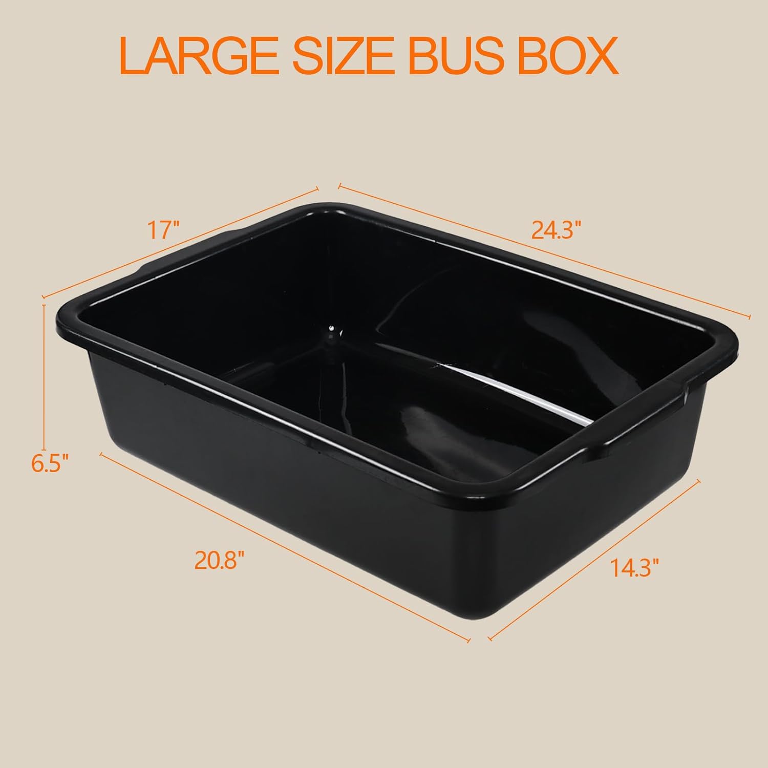 Farmoon 35 L Commercial Bus Boxes, Pack of 4, Extra Large Plastic Bus Pans, Black