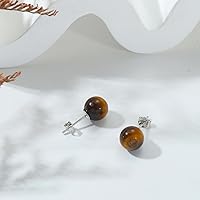 Vista 22 de Natural Stone Stud Earrings for Women 8mm Sterling Silver Genuine Gemstone Earrings Handmade Sterling Silver Crystal Stud Earrings for Women