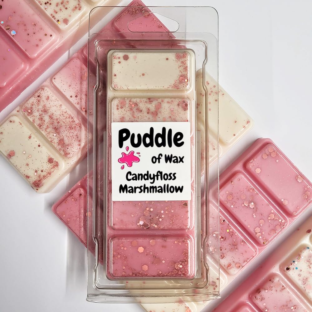 Puddle of Wax - Candyfloss Marshmallow Soy Wax Melt Snap Bar - 50g - Sweet Scent - Vegan Friendly - Made in the UK