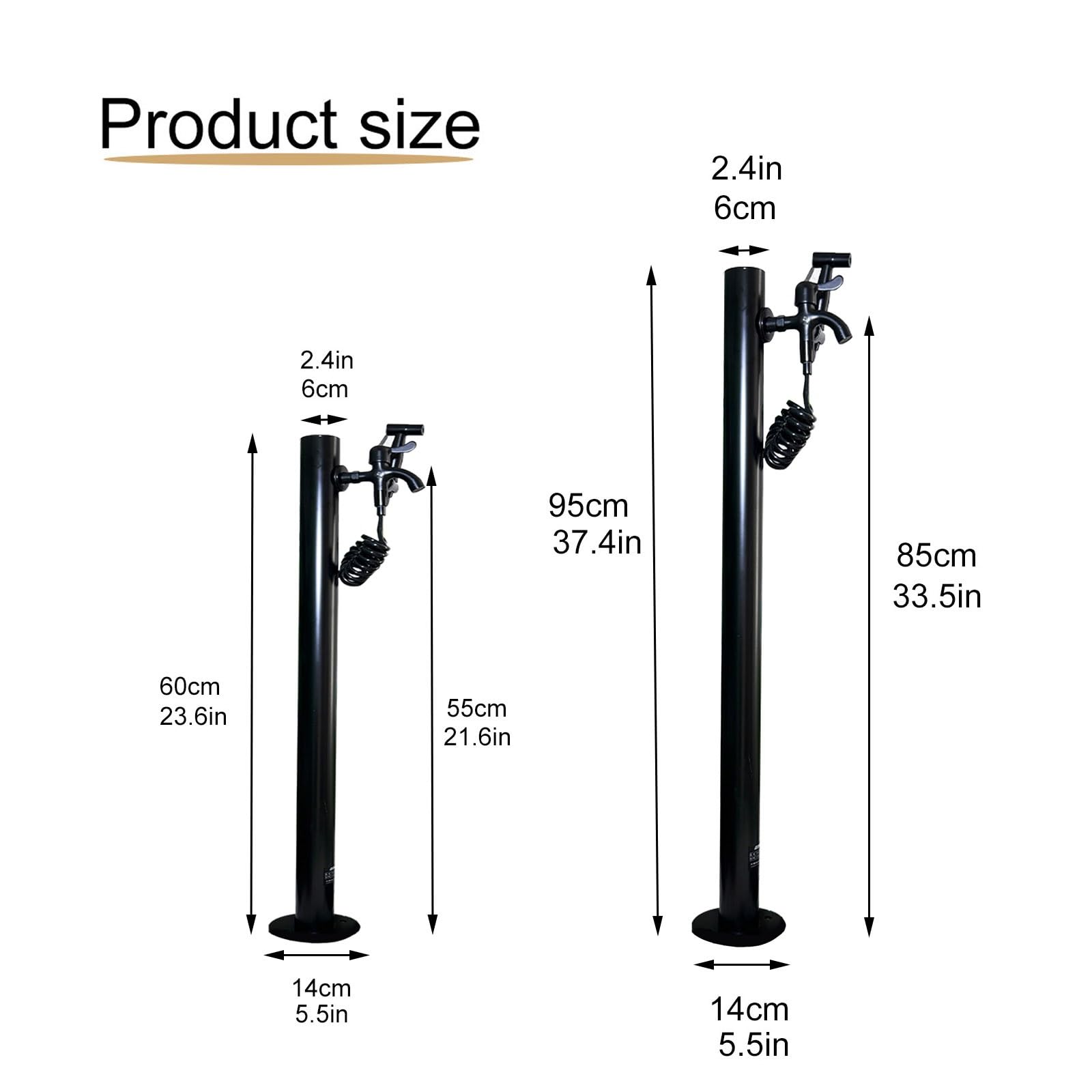Stainless Steel Vertical Garden Water Column,Floor Mounted Garden Hose Stand with Faucet,Decorative Fountain Hydrant Water Tap for Garden Farm Backyard(95cm/37.4in)